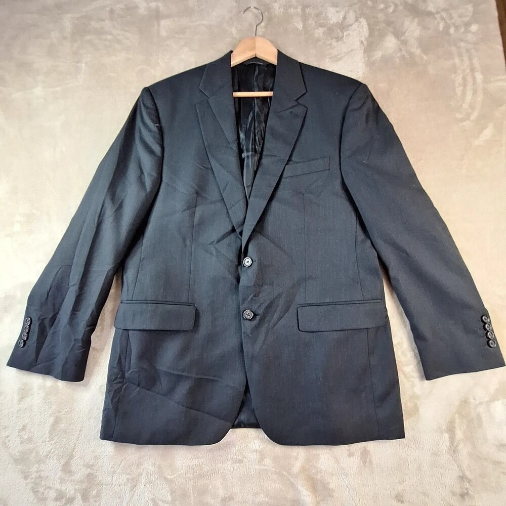 Ralph Lauren Suit Jacket Mens 42R Gray Wool Herringbone Single Vent 2 Btn